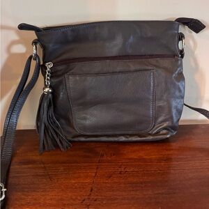 Elegant Brown Leather Shoulder Bag by Great American Leather Works